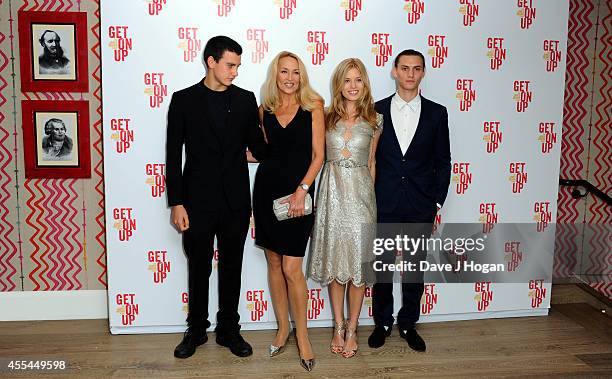 Gabriel Jagger, Jerry Hall, Georgia May Jagger and Josh McLellan attend a special screening of "Get On Up" on September 14, 2014 in London, England.