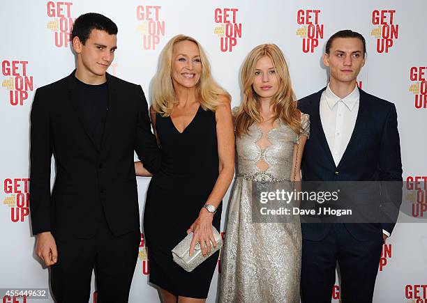 Gabriel Jagger, Jerry Hall, Georgia May Jagger and Josh McLellan attend a special screening of "Get On Up" on September 14, 2014 in London, England.