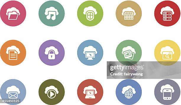 cloud icons - network visibility stock illustrations