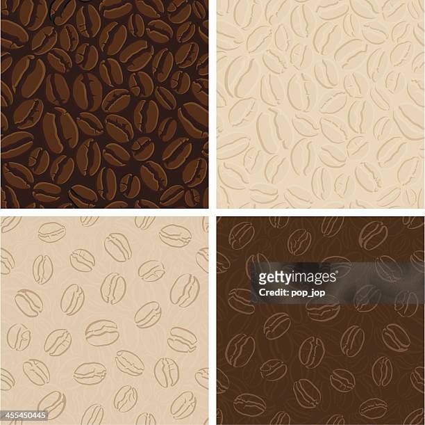 set of seamless coffee patterns - roasted coffee bean stock illustrations
