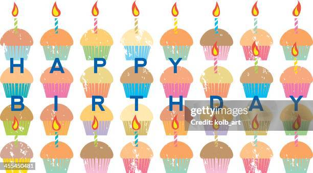 happy birthday muffins - banana muffin stock illustrations