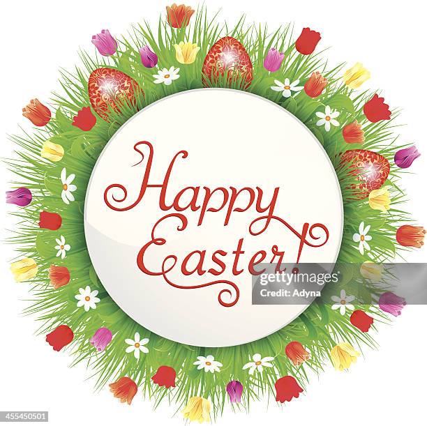 easter label - painted easter eggs stock illustrations