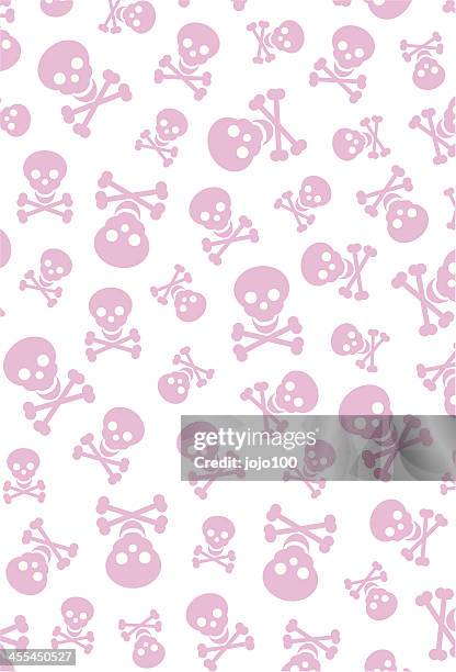 pink schädel & cross bones muster - totenkopf stock-grafiken, -clipart, -cartoons und -symbole