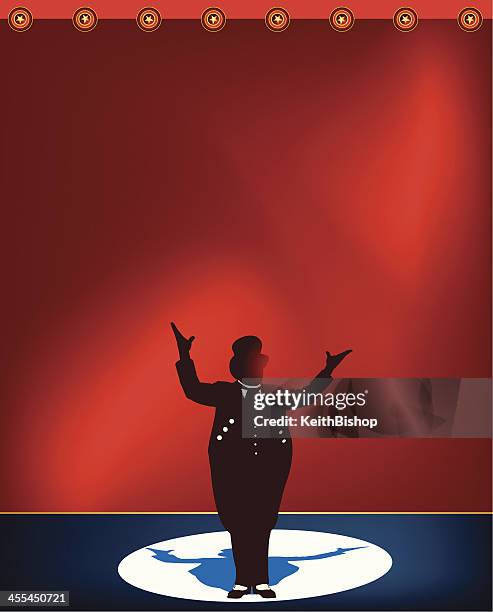 circus ringleader or emcee welcoming audience - circus ringleader stock illustrations