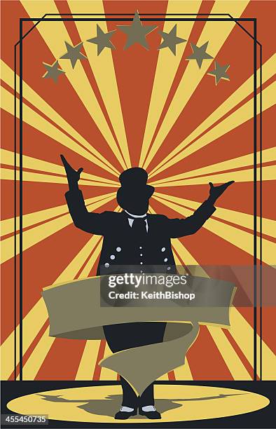 circus ringleader or emcee welcoming audience - circus ringleader stock illustrations