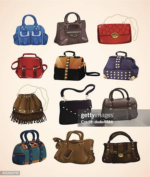 fashion bags set - handbag stock illustrations