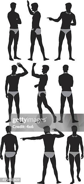 multiple silhouettes of a swimmer - swimmer portrait stock illustrations