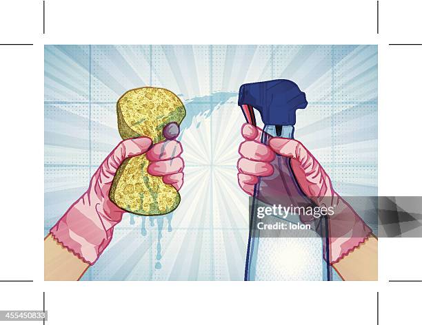 cleaning the bathroom - water squirting no background stock illustrations