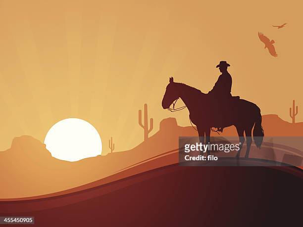 stockillustraties, clipart, cartoons en iconen met cowboy background - west direction
