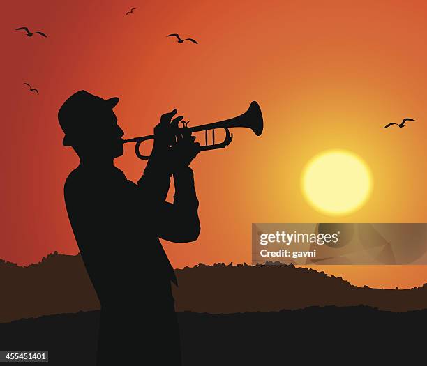 trumpet player - jazz stock illustrations