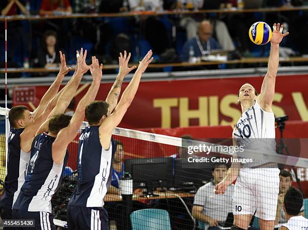 Argentina's Jose Luis Gonzalez, during the FIVB World Championships match between Argentina and USA on Septembert 14, 2014 in Bydgoszcz, Poland.