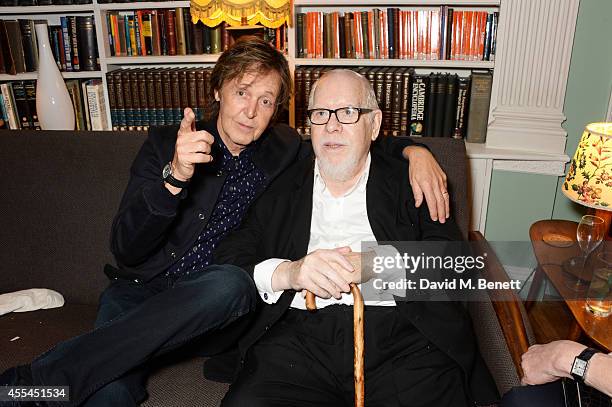 Sir Paul McCartney and Sir Peter Blake attend The London 2014 Stella McCartney Green Carpet Collection during London Fashion Week at The Royal...