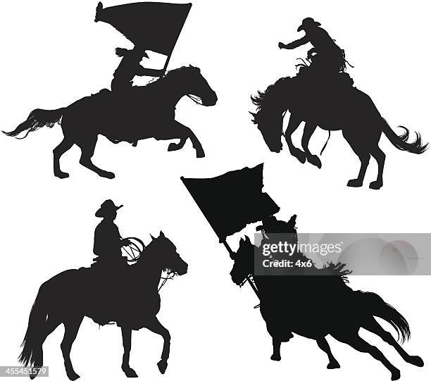 ilustrações de stock, clip art, desenhos animados e ícones de imagem múltipla de rodeio - cavalo selvagem arqueado