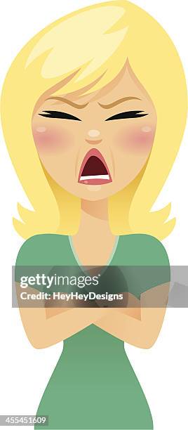 angry blond woman - dramatic woman stock illustrations