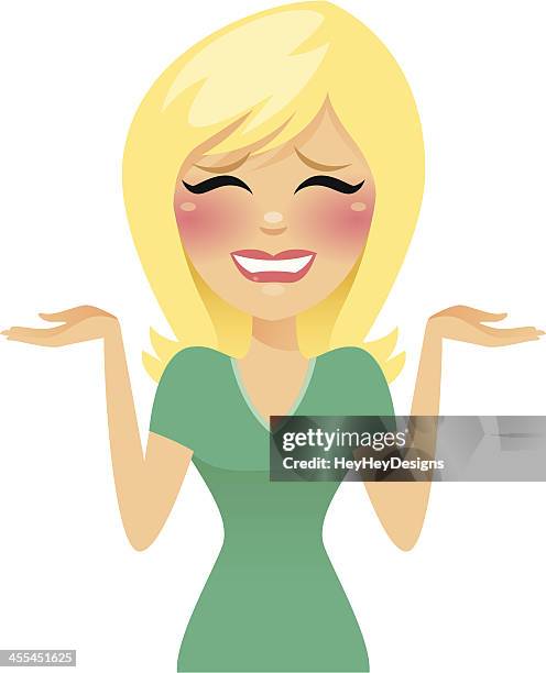 blond woman embarrassed - shrug stock illustrations