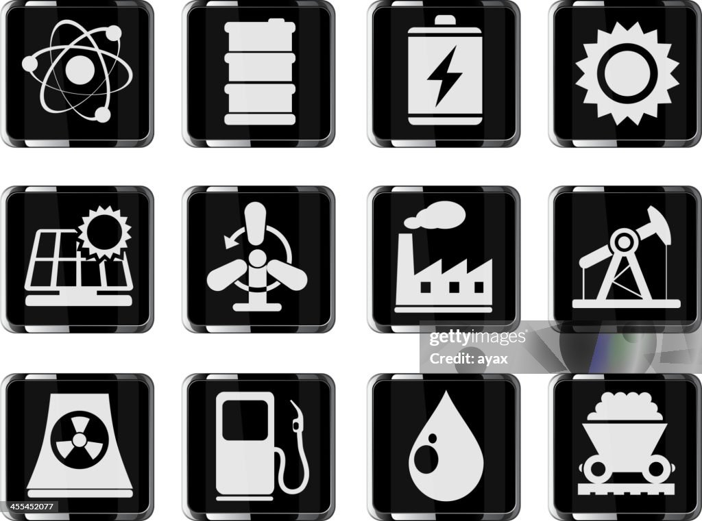 Conjunto de ícones de energia e da indústria