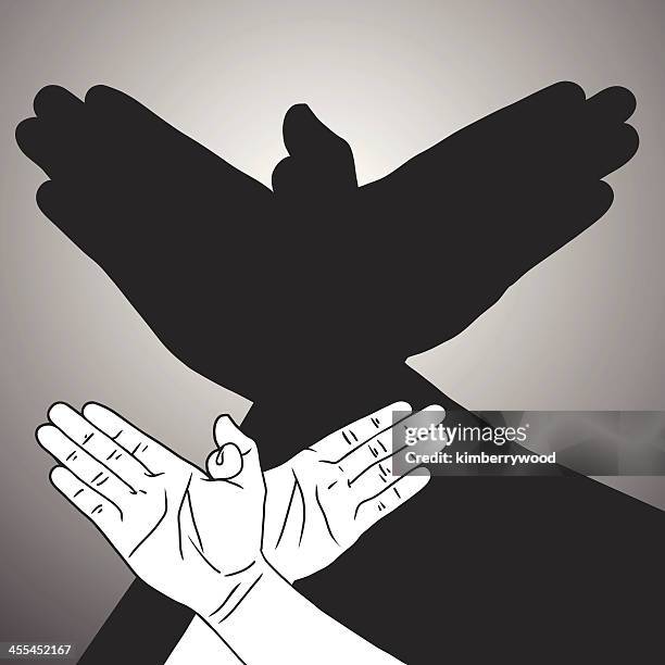ilustrações de stock, clip art, desenhos animados e ícones de fantoche de sombra pássaro - corpo de animal