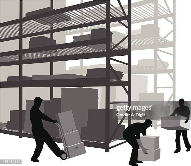 carrying boxes - warehouse boxes worker stock illustrations
