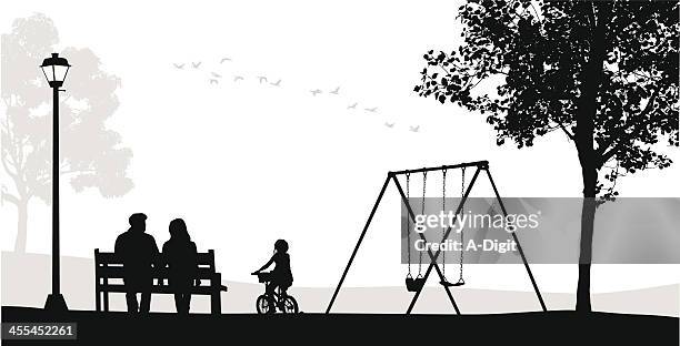 kids swings - playground stock illustrations