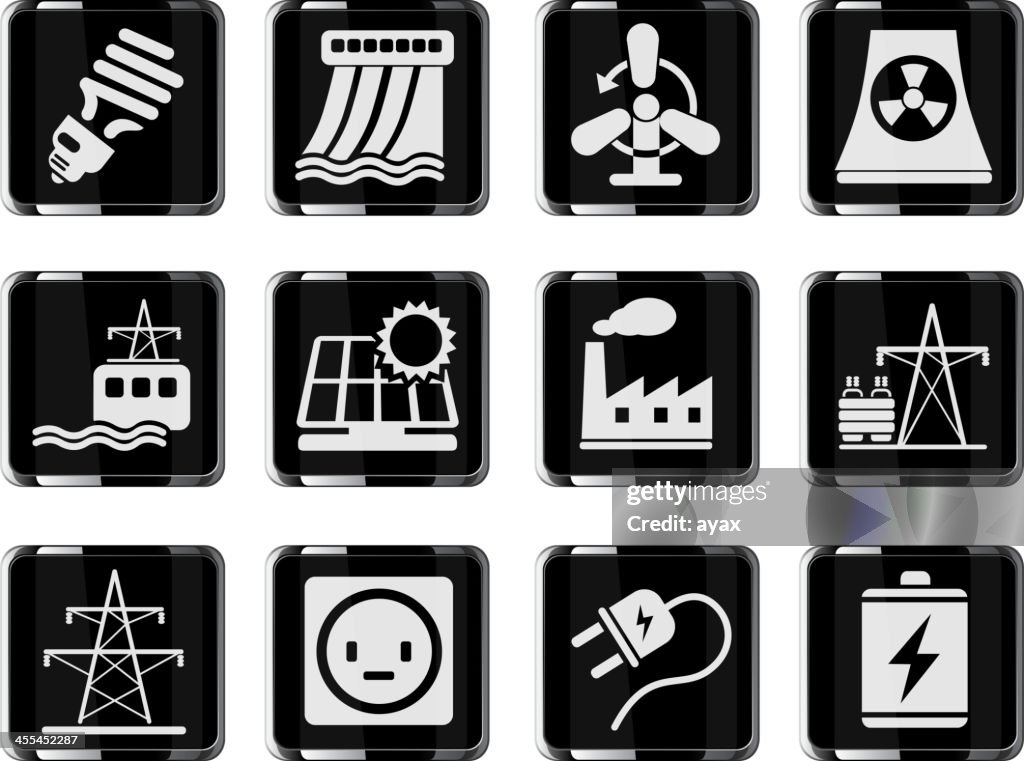Conjunto de ícones de energia e da indústria