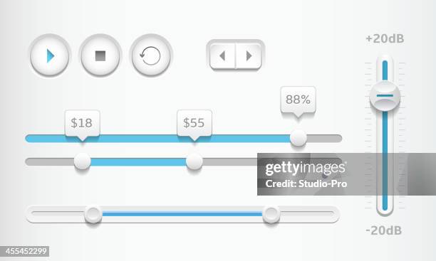 bildbanksillustrationer, clip art samt tecknat material och ikoner med modern sliders and playback buttons - slide