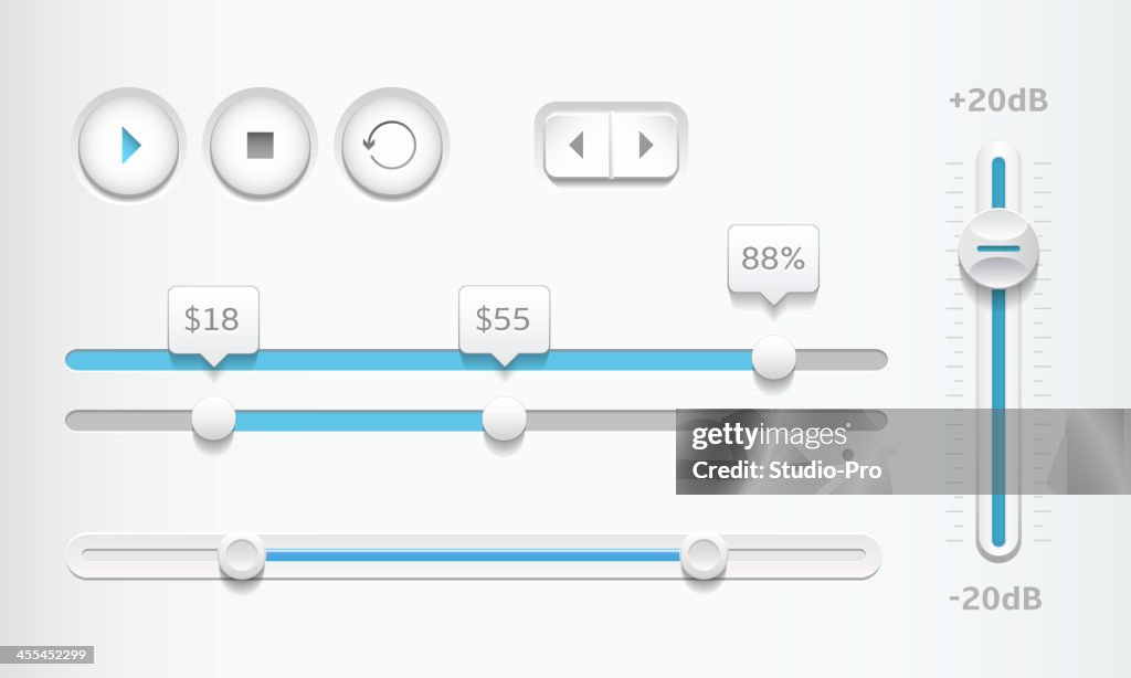 Modern sliders and playback buttons