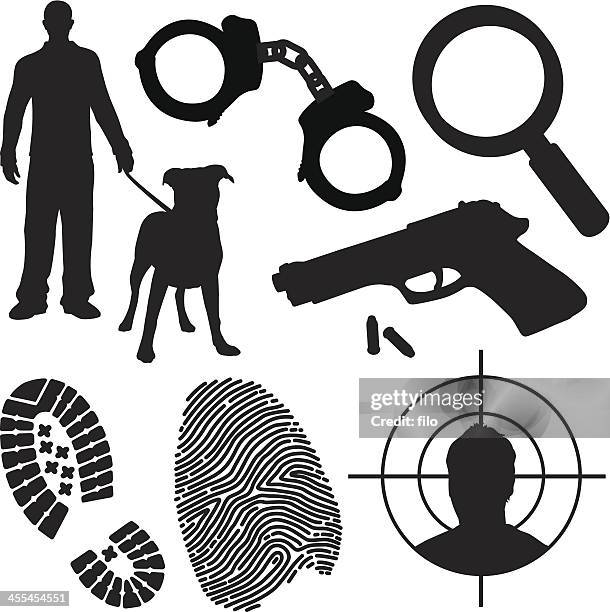 stockillustraties, clipart, cartoons en iconen met crime and law enforcement symbols - boxer