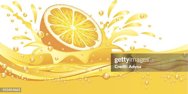 ilustrações, clipart, desenhos animados e ícones de mergulhando de laranja - lemon soda