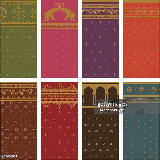 stockillustraties, clipart, cartoons en iconen met sari seamless borders - horizontal - indian culture