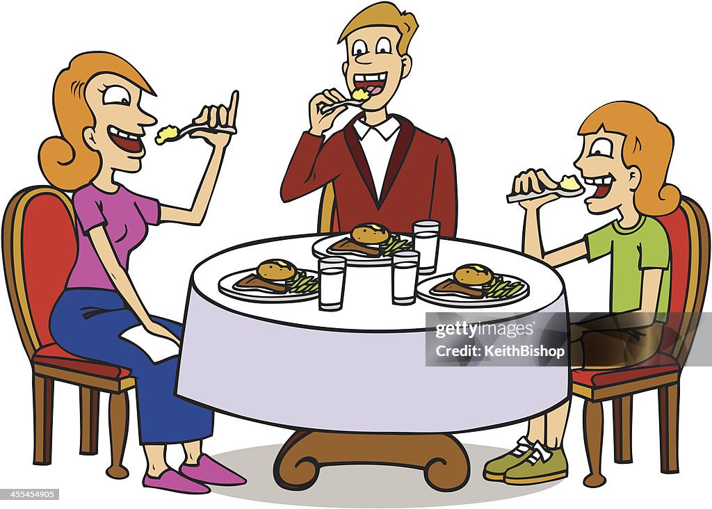 Family Sitting At Dinner Table Eating Food High-Res Vector Graphic - Getty  Images