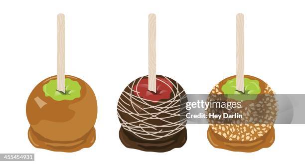 caramel apples - caramel stock illustrations