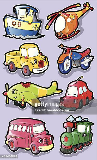 illustrations, cliparts, dessins animés et icônes de sweet véhicule caractères. - helicopter cartoon