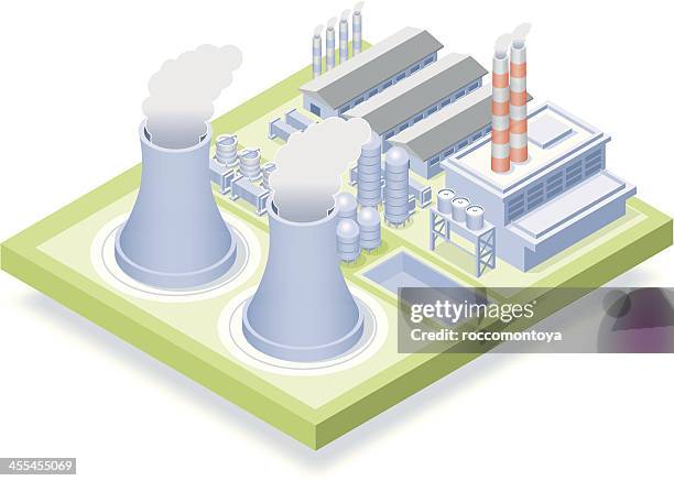 isometrische, nuclear plant - radioaktive verseuchung stock-grafiken, -clipart, -cartoons und -symbole