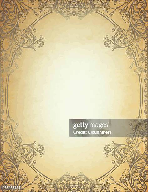 engraved floral frame - sepia stock illustrations