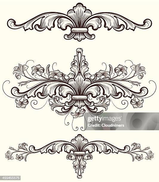 certificat hand engraved scrollwork - certificat stock illustrations