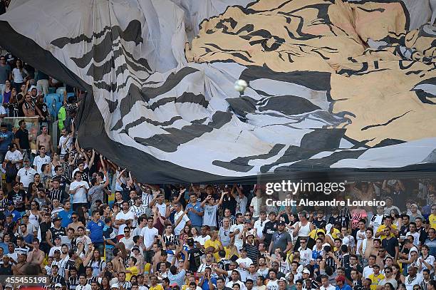 General view of fans of Corinthians during the match between Flamengo and Corinthians as part of Brasileirao Series A 2014 at Maracana stadium on...