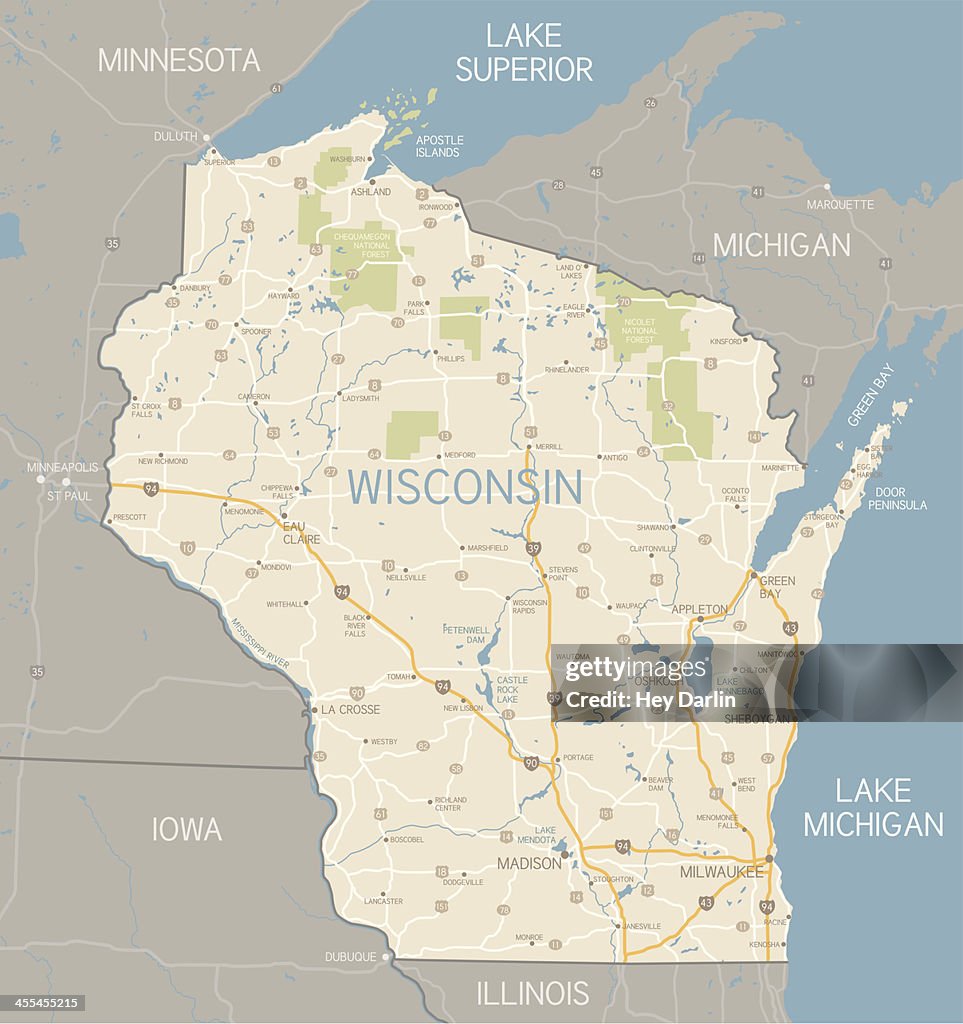 Carte du Wisconsin