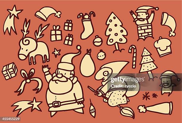 weihnachten und kritzeleien - la befana stock-grafiken, -clipart, -cartoons und -symbole