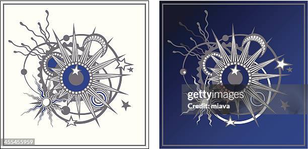 decoration stars - silver moon pictures stock illustrations