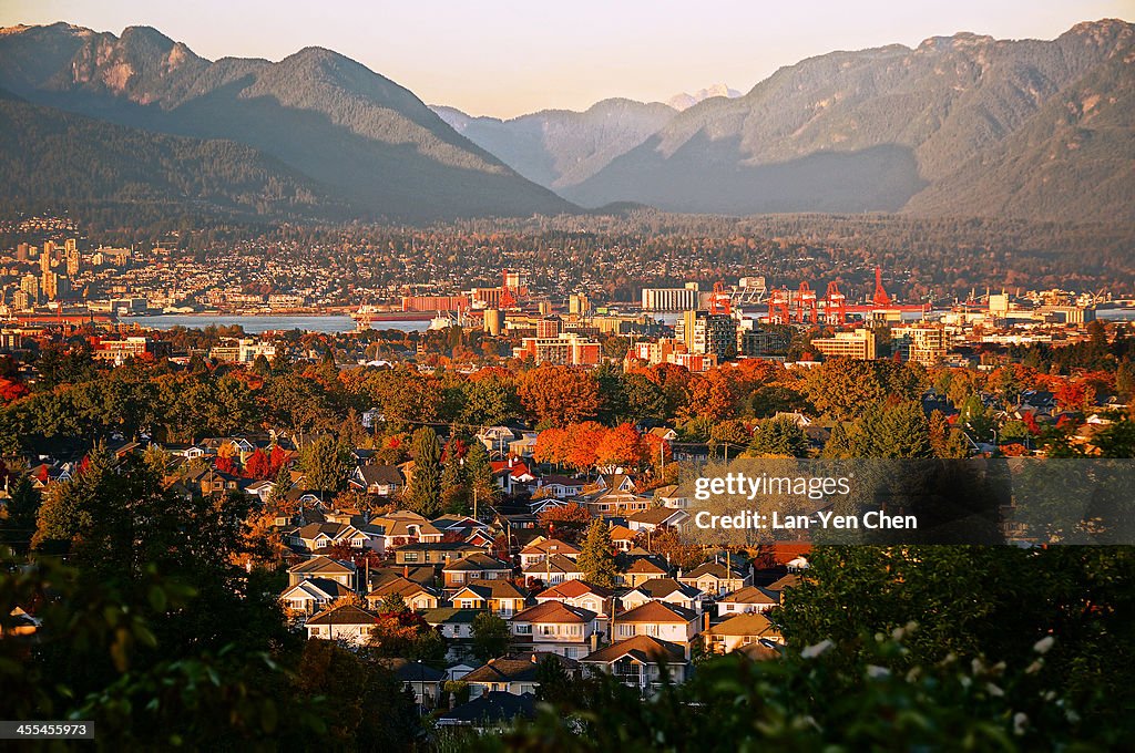 Vancouver City Skyline at Sunset