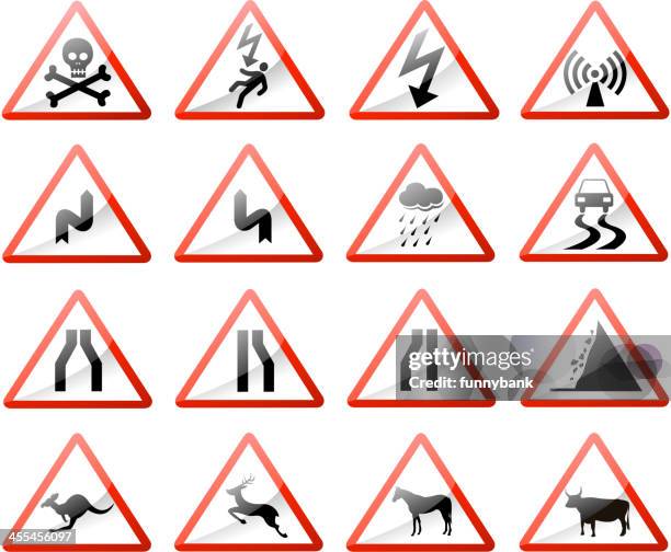 road warning sign - deer skull stock illustrations