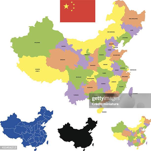 china map - shanxi province north east china stock illustrations