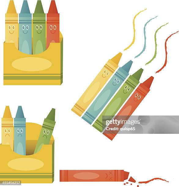 ilustrações de stock, clip art, desenhos animados e ícones de conjunto de lápis de cera - desenho a lápis de cera
