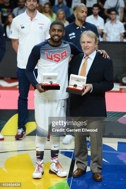 Kyrie Irving of the USA Men's National Team is named the MVP of the tournament after defeating the Serbia National Team in the 2014 FIBA World Cup...