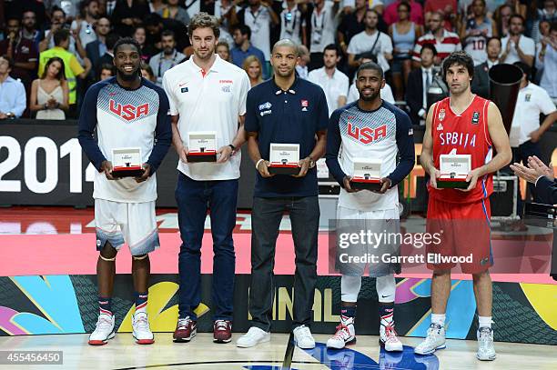 Kenneth Faried, Pau Gasol, Nicolas Batum, Kyrie Irving and Milos Teodosic was named the All-Tournament team of the 2014 FIBA World Cup Finals at...