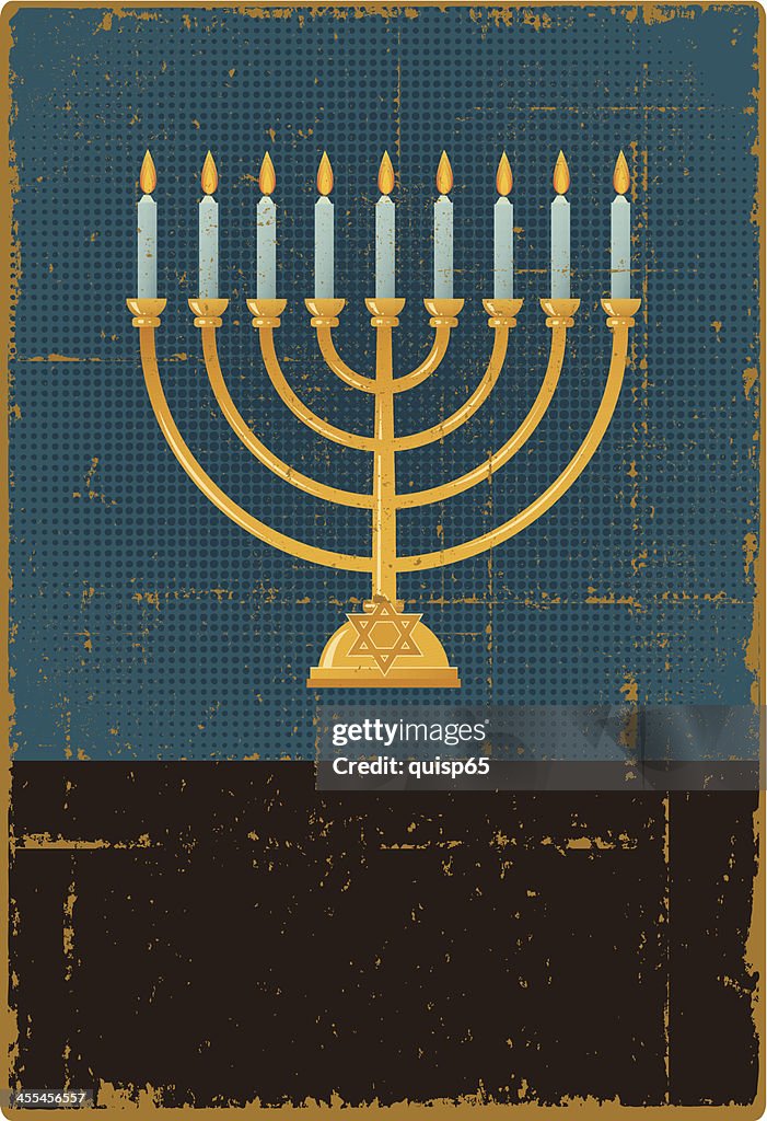 Vintage Menorah Sign - Copy Space