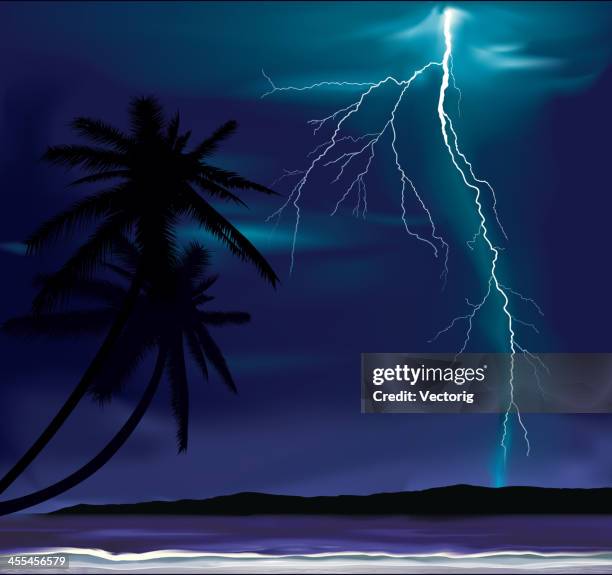 storm on a beach - storm cloud stock illustrations