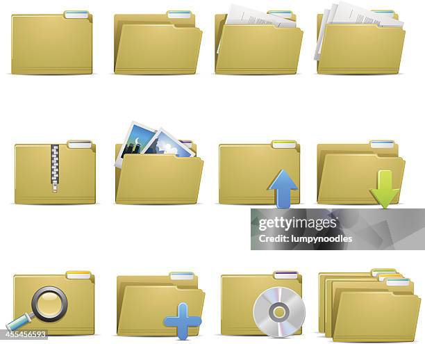 ilustraciones, imágenes clip art, dibujos animados e iconos de stock de iconos de carpeta de archivo - desktop pc