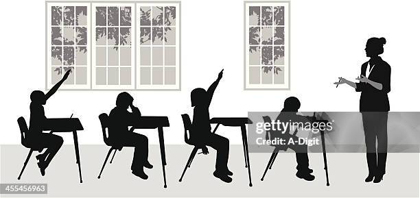 stockillustraties, clipart, cartoons en iconen met myteacher vector silhouette - basisschool student