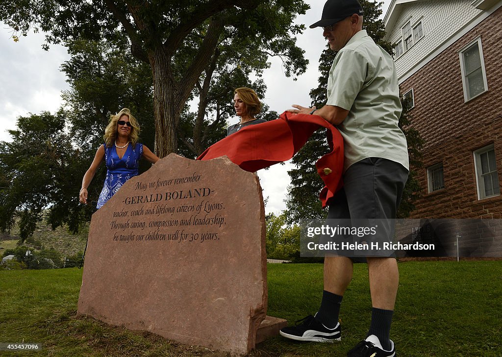 Flood anniversary celebration to remember Gerald Boland at Lyons Elementary School in Lyons, CO.